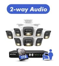 ANNKE 8CH 2MP Security Camera System, 8 Channel H.265+ DVR Recorder, AI Human/Vehicle Detection, 4X 1080P Cams with Smart Dual Light Color Night Vision for Home & Business Surveillance, IP67, 1TB HDD