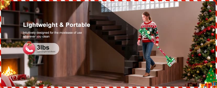 Cordless Vacuum Cleaner, 46Kpa//500W/55Mins Vacuum Cleaners for Home, Self-Standing Stick Vacuum, LED Display & Anti-Tangle, Lightweight Rechargeable Vacuum for Carpet, Floor