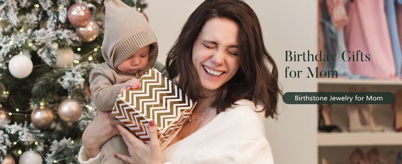 Iefil Christmas Gifts for Mom - 925 Sterling Silver Double Birthstone Necklace, First Mothers Day Gifts for New Mom Jewelry