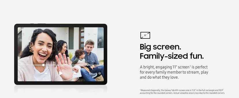 Samsung Galaxy Tab A9+ Plus 11” 64GB Android Tablet, Big Screen, Quad Speakers, Upgraded Chipset, Multi Window Display, Slim, Light, Durable, Kids Friendly Design, US Version, 2024, Silver