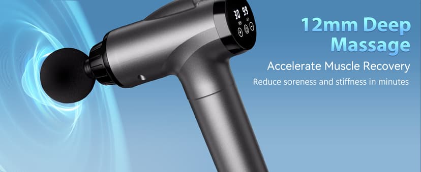 Massage Gun Deep Tissue, Handheld Electric Muscle Massager, High Intensity Percussion Massage Device for Pain Relief with 9 Attachments & 30 Speed(Grey)