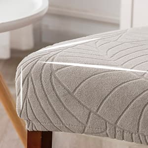 Genina 100% Waterproof Chair Covers for Dining Room Set of 4, Stretch Parson Chair Slipcovers for Kitchen Chairs, Washable Chair Protectors, Leaves-Warm Gray