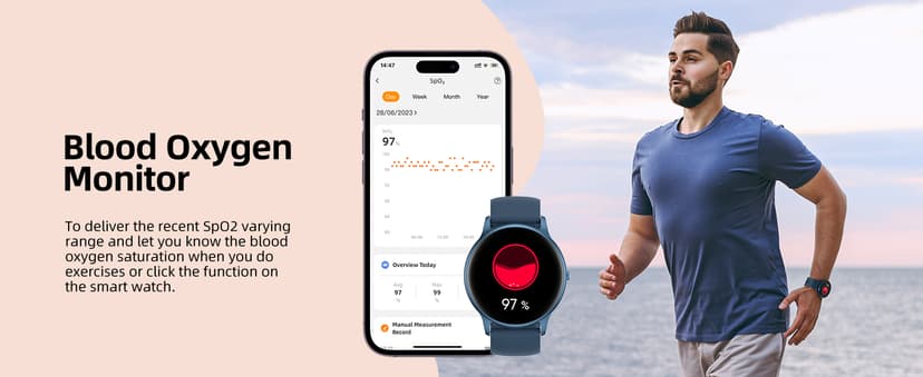 Parsonver Smart Watch for Women Men (Answer/Make Calls) Compatible with iPhone/Android Phones, Fitness Tracker with 100+ Sports Modes IP68 Waterproof, Heart Rate/Blood Oxygen/Sleep/Steps Monitor, Blue