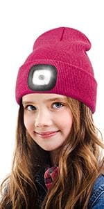 YunTuo LED Beanie with The Light, Unisex USB Rechargeable Headlamp Winter Knitted Cap Gifts for Men Dad Husband Him