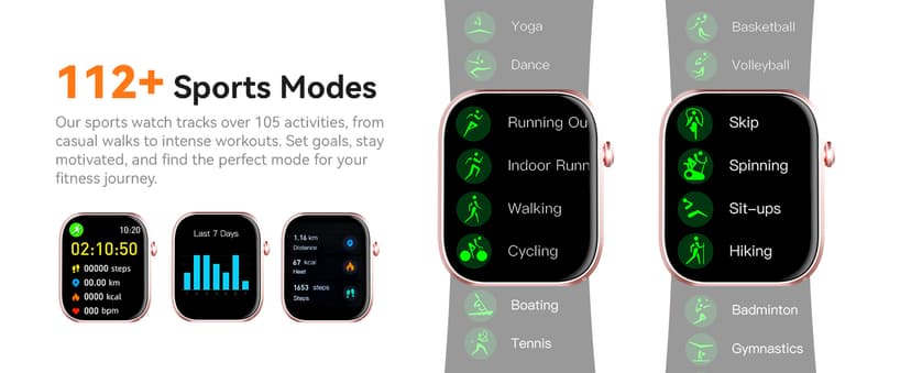 Smart Watches for Women Men, Fitness Tracker Watch with 110 Sports Modes, Step Counter/Sleep Monitor/Pedometer, IP68 Waterproof, Bluetooth Call & Music Control Smartwatch for iPhone/Android