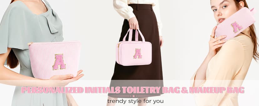 Gifts for Teen Girls Women - Personalized Toiletry Bag Initial Makeup Bag | Travel Cosmetic Bag | 8 9 10 11 12 13 14 15 16 Years Old Girl Gift Trendy Stuff - Pink A B0FSJXYKK8