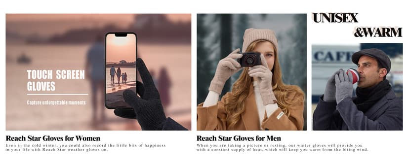 REACH STAR Winter Gloves for Women Touch Screen Thermal Lining Warm Gloves Cold Weather Christmas Gifts