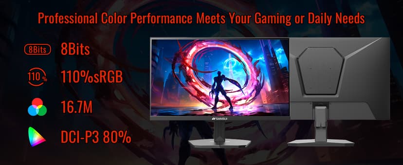 SANSUI 24 Inch Gaming Monitor 200Hz 1Ms FreeSync HDR 110% sRGB FHD 1080P Computer Monitor HDMI DP Ports Eye Care Frameless VESA Mount Cable Management (ES-G24F4L HDMI Cable Included)