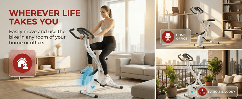 BARWING Stationary Exercise Bike for Home Workout, 5 IN 1 Foldable Indoor Cycling Bike for Seniors, 350LB Capacity, 16-Level Magnetic Resistance, Seat Backrest Adjustments