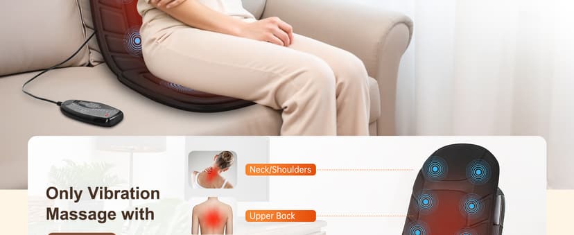 Snailax Back Massager with Heat, Massage Seat Cushion with 10 Motors, Massage Chair Pad for Home Office Use, 5 Modes & 3 Intensity Levels, 2 Heat Settings with 30-60-90 Mins Timer, Gifts for Him Her