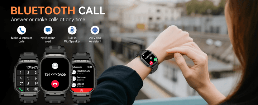 Smart Watch for Men Fitness Tracker: Waterproof Military Digital Mens Watches Running Make Answer Call Smartwatch Android Phone iPhone Samsung Compatible Sleep SpO2 Heart Rate Monitor Step Pedometer