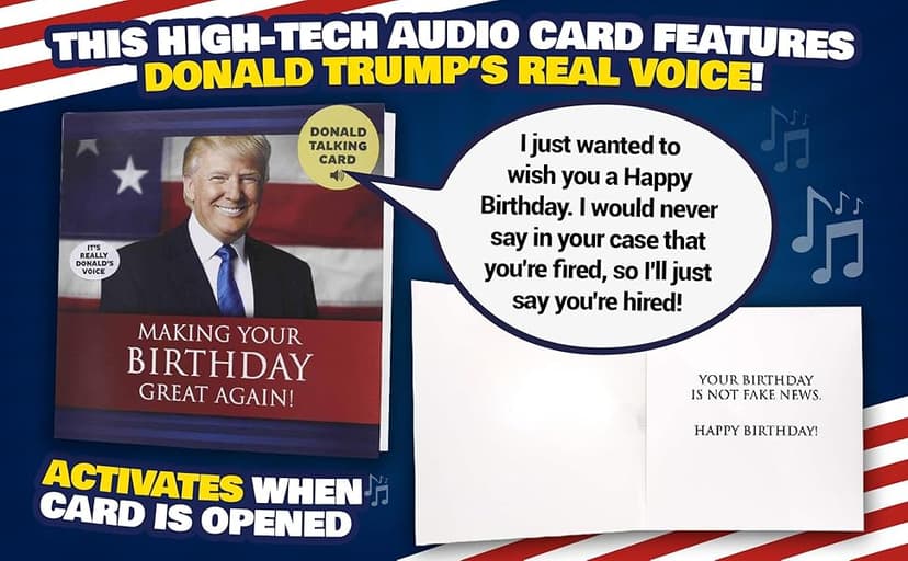 OUR FRIENDLY FOREST Talking Trump Birthday Card with Authentic Voice - Presidential Theme Birthday Greeting for Men & Women (Red)