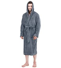 NY Threads Men's Hooded Fleece Bathrobe Plush Long Spa Robe