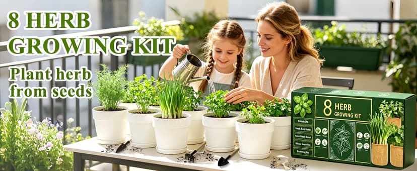 Indoor Herb Garden Kit, Culinary Herb Starter Kit with Seeds & Tools for Beginners, Kitchen Decor, House Warming Gifts for New Home, for Christmas, Ultimate Birthday Gifts for Women Men Mom Dad B0GR93MPX1