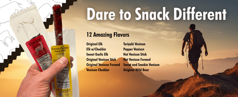 Jerky.com Jerky.com Exotic Meat Sticks Gift Bag | Wild Game Jerky Sampler with Venison, Elk & Wild Boar | 12pc High Protein Meat Snacks Variety Pack | Unique Gift Basket for Men, Dad, Hunters, Outdoorsmen