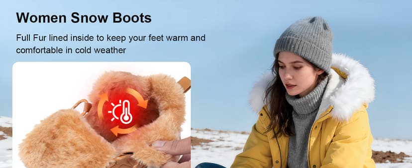 MAIZUN Winter Boots for Women Snow Warm Non-Slip Hiking Ankle Booties for Women Faux Fur Outdoor