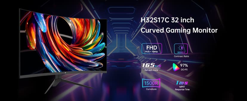 KTC 32 Inch FHD 1080p Curved Gaming Monitor - VA 1500R Curved Monitor, 165Hz 1ms MPRT, FreeSync & G-Sync, 122% sRGB, DP/HDMI, VESA, HDR10 for Gaming Home Office Business PC Monitor