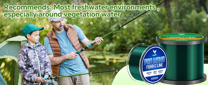 Pro Monofilament Fishing Line with Knot Instruction Cards for Multi Purpose Cost Effective, Strong Yet Thin Nylon String for Big Fishes, Tangle-Free & UV Resistant, 15/20/30/50/80LB