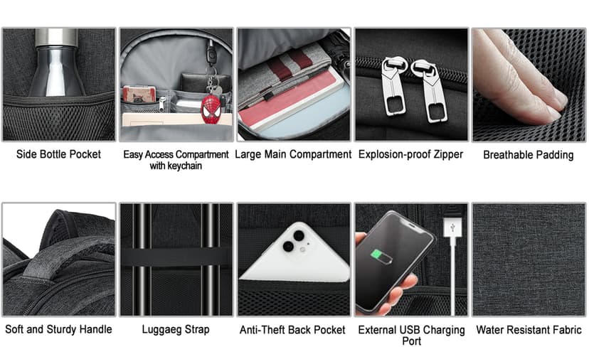 Travel Laptop Backpack, 17 Inch Extra Large School Backpacks for Teen Boys and Girls, Black Water Resistant Women Back Pack, Business Men Sturdy Computer Bag with USB Charging Port, Gifts