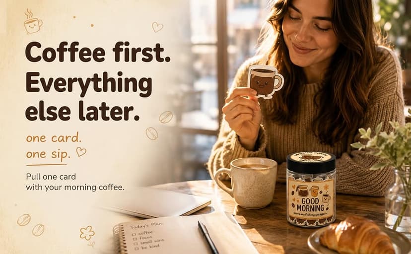 Positive Coffee Jar with 60 Affirmation Cards, Coffee Gifts For Women and Men, Dad, Mom, Coffee Themed Lover Gift, Emotional Support Latte, Cheer Up Funny Gag Gifts for Best Friends, Coworkers B0F6SGJJKC
