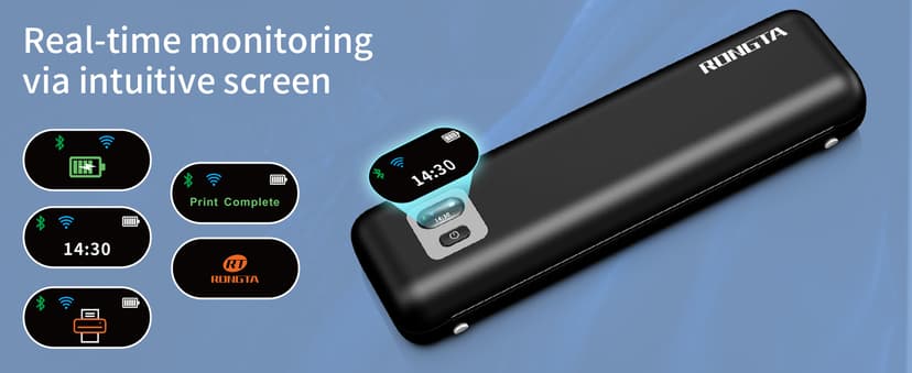 Rongta Portable Printer Wireless for Travel, F82 Inkless Bluetooth Thermal Printers, Compatible with iOS, Android, Laptop, Support 8.5"x11" US Letter&A4 for Office, Home, Car (Black)