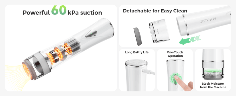 Mehomeli Compact Vacuum Sealer for Food (Vacuum Sealer Machine + 30 Reusable Vacuum Bags), Powerful Handheld Vacuum Sealer Machine, Seal Food 6X Fresh Longer, Portable & Wireless, Easy-Clean