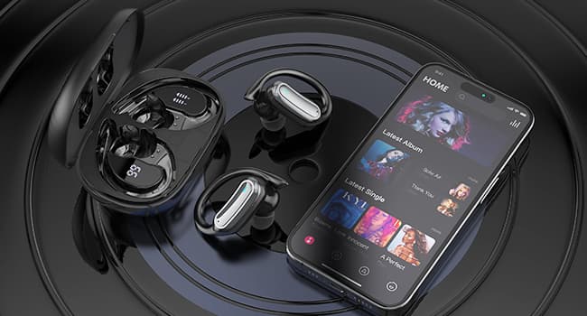 TRAUSI Wireless Earbuds, Bluetooth 5.4 Headphones, True Wireless Stereo Earphones with Noise Cancelling Mic, IPX7 Waterproof, Comfort Fit and Fast Charging Ear Buds (Black)