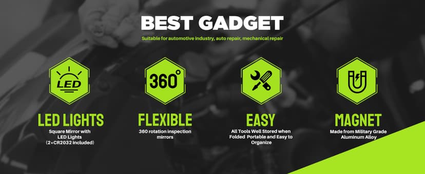 Telescoping Magnetic Pickup Tool Set, Inspection Mirror Telescoping, LED Flashlight, Cool Gadgets for Men, Gifts for Dad, Husband, Kids, Boyfriend, Magnet Stick