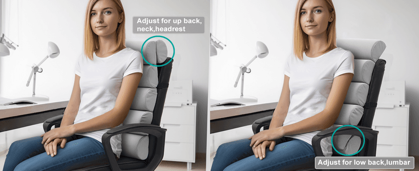 Ergonomic Lumbar Support Pillow for High Back Office Chair - Adjustable 6 Semicircular Back Cushion with Breathable Mesh Cover,Spine Support for Desk/Gaming Chairs, Neck/Upper/Lower Back Pain Relief