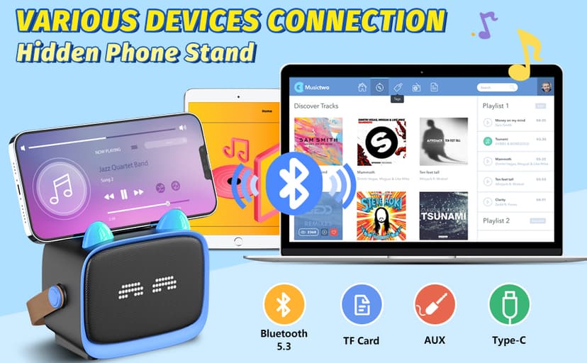 Mini Karaoke Machine Toys Gifts,Kids Portable MP3 Player with 2 Wireless Microphone and LED,Christmas Birthday Gifts for Girls Boys 3 4 5 6 7 8+ Year Old (Blue)