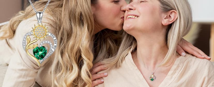 Iefil Christmas Gifts for Women Wife Mom - Sunflower Birthstone Necklace for Women, Anniversary Birthday Gifts 925 Sterling Silver Heart Pendant You Are My Sunshine Jewelry for Girlfriend Mom Daughter