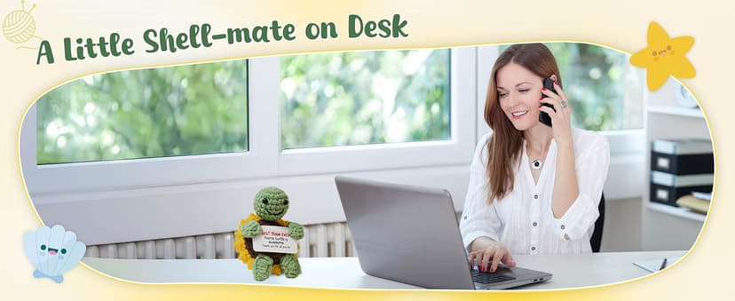 OASSIE Christmas Appreciation Gifts for Employee - Positive Turtle Crochet with Message Card - Thank You Birthday Team Stocking Stuffers Gifts for Coworkers Women Men, Office Desk Accessories Decor