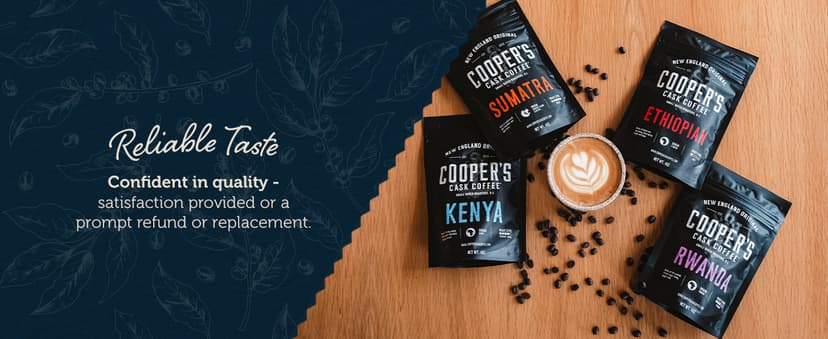 Gourmet Coffee Sampler Gift Box Set, Roasted Coffee Ground, Sumatra Dark, Kenya AA Medium-Dark, Rwanda Medium, Natural Ethiopian Light, Ground, 4 Bags, 16 oz Total