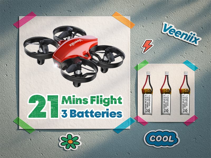 Veeniix V995 Red Mini Drone for Kids and Beginners,Indoor RC Quadcopter Plane with 3D Flips, 360° Rotation, Circle Fly, Auto Hover, Headless Mode, 21Mins 3 Batteries, Gift for Boys and Girls