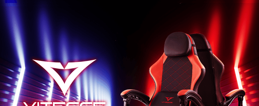 VITESSE Ergonomic Video Gaming Chair for Adults, 400 lbs PC Computer Chair, Racing Office Chair, Silla Gamer Height Adjustable Swivel Chair with Lumbar Vibration Support and Headrest(Red)