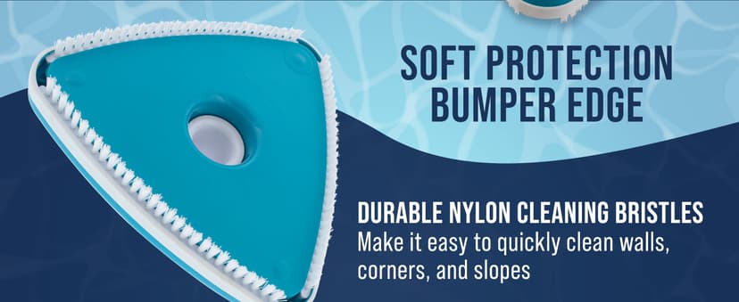 U.S. Pool Supply Weighted Triangular Pool Vacuum Head with Swivel Connection, Pole Handle, Protection Bumper - For Above Ground & In-Ground Swimming Pools – Vinyl Liner Safe, Floor Wall Corner Cleaner