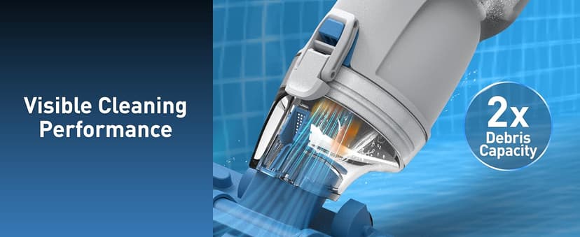 KOKIDO 2025 Cordless Pool Vacuum with 72” Pole, Standard & Fine Interchangeable Filters, Ideal for spot Cleaning, 2 Vac Heads, Spot Clean, for Small Above & Inground Pools, Spas Hot Tubs XV320