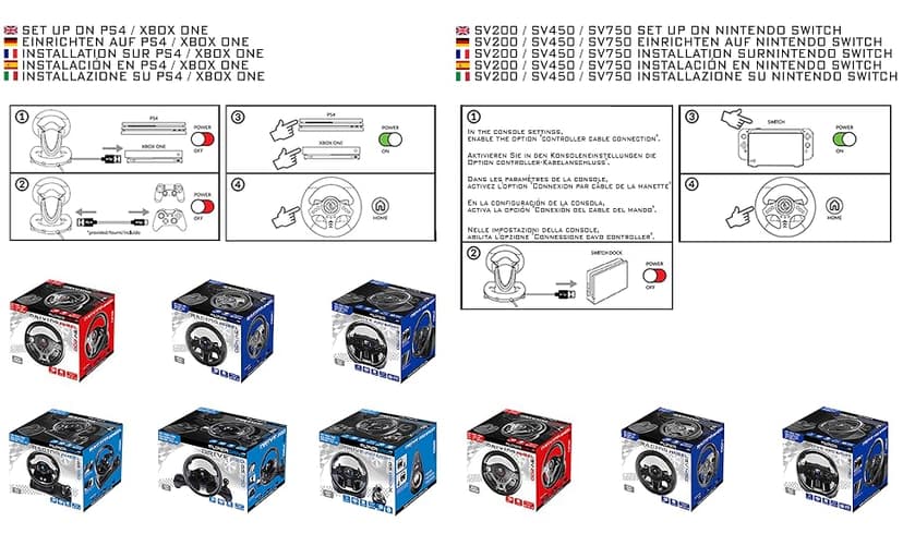 SUBSONIC Superdrive - SV250 Steering wheel with pedals and gearshift paddles racing wheel for nintendo Switch 2 - Switch - Ps4 - xbox Seie X/S, Xbox One - PC