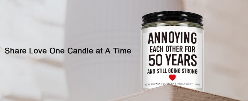 Funny 50 Years Candle, 50th Anniversary, Gifts for Couple, Parents - 50th Wedding Anniversary Decorations, 50 Year Golden Anniversary, Gifts for Husband, Wife, Friends - 9 oz