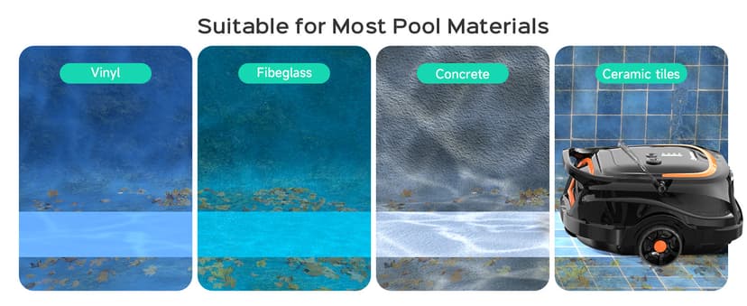 Robotic Pool Vacuum for Above Ground Pools, Dual Filters, Self-Parking, 120-Min Runtime & 2.5h Fast Charging, Powerful Suction, Ideal for Flat Pools up to 1076 sq.ft (Black Tangerine)