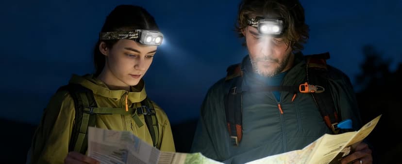Mossy Oak 600 Lumens Rechargeable Headlamp, Lightweight LED Headlight with White & Red Light, Waterproof Head Lamp with Non-Slip Band, Dimmable & Memory Function for Hunting, Camping, Power Outage