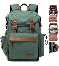 Padwa Lifestyle Khaki Camera Backpack - Professional DSLR & UAV Camera Bag,Anti Theft Canvas Camera Backpacks with Rain Cover,Large Capacity Photography Travel Camera Bag with Multi Compartments