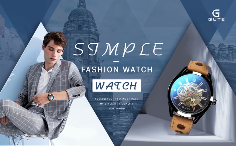 GLEIM Gute Mens Watches, Mechanical Skeleton Automatic Self-Winding Steampunk Watch for Men, Casual Clock Brown Leather Wrist Watch