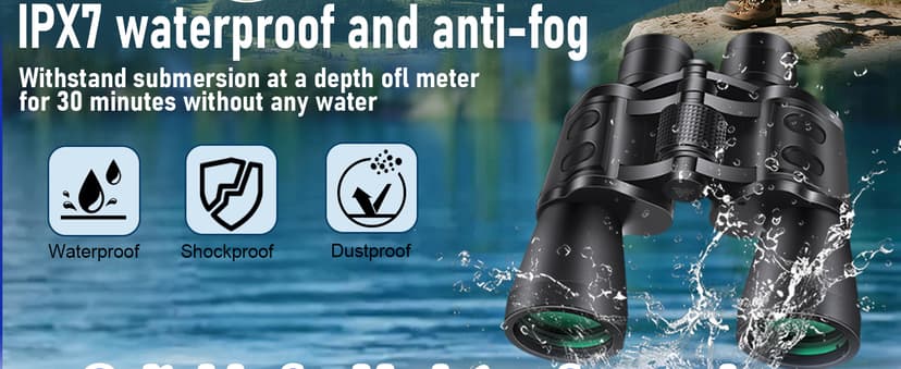 20x50 High Powered Binoculars for Adults, Clear Durable Binoculars for Bird Watching Sightseeing Wildlife Watching Travel Hunting Football Games Stargazing with Carrying Case & Strap