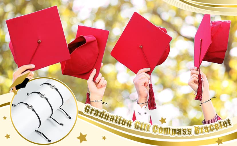 Sureio 10 Pcs 2026 Graduation Gifts Adjustable Compass Bracelets with Blessing Cards Class of 2026 Senior Night Gifts for College University Middle High School Student Grad Present B09P18KW1R