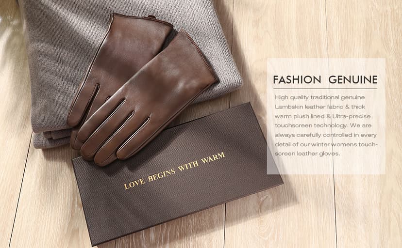 Vislivin Full-Hand Womens Touch screen Gloves Genuine Leather Gloves Warm Winter Texting Driving Glove