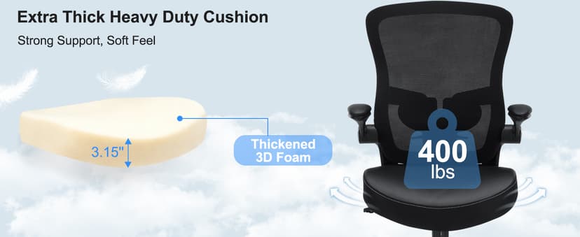 Drafting Chair 400lbs Heavy Duty Tall Office Chair Big and Tall Ergonomic Standing Desk Chair with Lumbar Support and Adjustable Footrest Ring, Comfy Mesh Wide Chair with Flip-up Armrests, Black