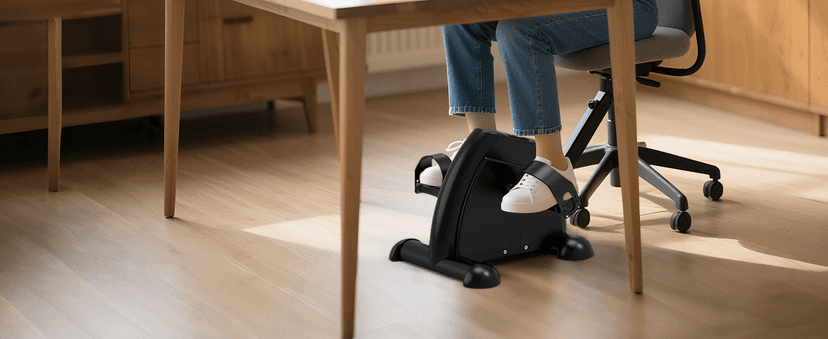 FITKS360 Under Desk Elliptical & Mini Exercise Bike - Seated Electric Leg Exerciser Under Table Oval Electric - Seniors Sit Exerciser Full Assembled Pedal with Remote Control