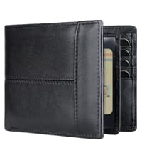 Swallowmall Mens Wallet Rfid Blocking Leather Wallet for Men Bifold Wallets with 1 ID Window 16 Card Slot