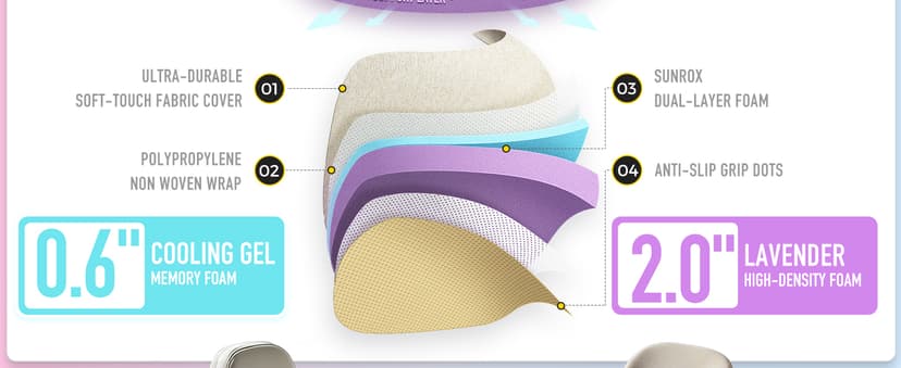 SUNROX Cooling Gel Memory Foam Chair Cushions, 2.6" Thick U-Shaped Dual-Layer Comfort Dining Chair Pads, Non Slip Seat Cushion with Ties for Indoor Kitchen Office 17"x16" Set of 4, Cream